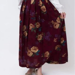 グリモワール(Grimoire)のgrimoire.1970’s WineRedFlowerDesignSkirt(ロングスカート)