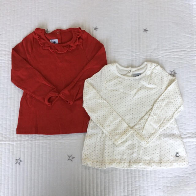 PETIT BATEAU(プチバトー)の＊ご専用＊ 新品未使用  プチバトー  長袖  カットソー  2枚組 キッズ/ベビー/マタニティのキッズ服女の子用(90cm~)(Tシャツ/カットソー)の商品写真