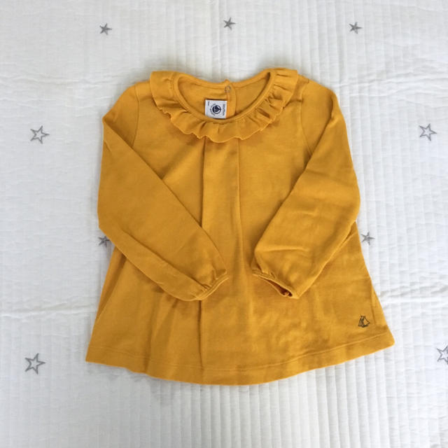 PETIT BATEAU(プチバトー)のプチバトー  フリル衿  長袖  Tシャツ  3ans キッズ/ベビー/マタニティのキッズ服女の子用(90cm~)(Tシャツ/カットソー)の商品写真