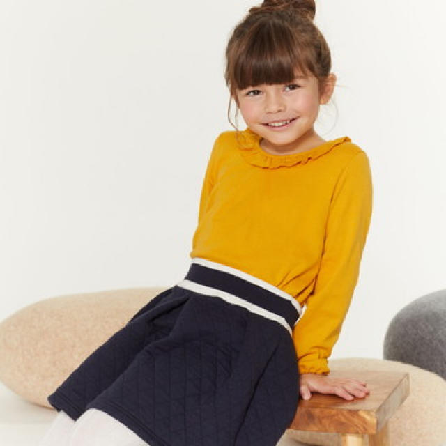 PETIT BATEAU(プチバトー)のプチバトー  フリル衿  長袖  Tシャツ  3ans キッズ/ベビー/マタニティのキッズ服女の子用(90cm~)(Tシャツ/カットソー)の商品写真