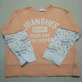 ブランシェス(Branshes)のブランシェス トレーナー 100 重ね着風 オレンジ 子供服 長袖 送料無料 (Tシャツ/カットソー)