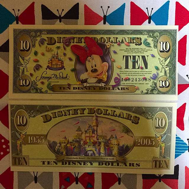 Disney(ディズニー)のミニー♡Disney10ドル札(２枚入) チケットのイベント(キッズ/ファミリー)の商品写真