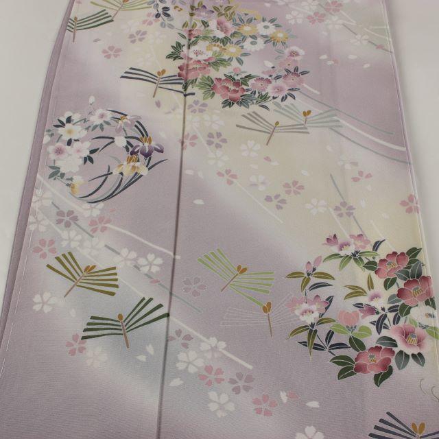yosari様AC2113 仕付未使用訪問着 168cm 灰桜色草花柄松本健一作 yosari様AC2113 仕付未使用訪問着 168cm 灰桜色草花柄松本健一作
