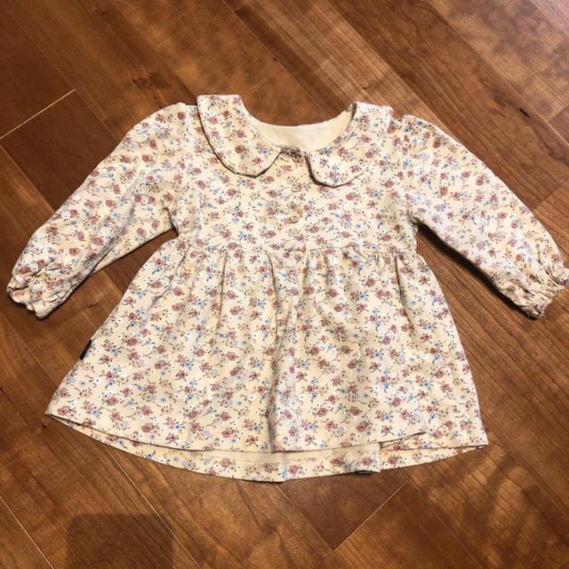 襟付き花柄ワンピース　80cm キッズ/ベビー/マタニティのベビー服(~85cm)(ワンピース)の商品写真