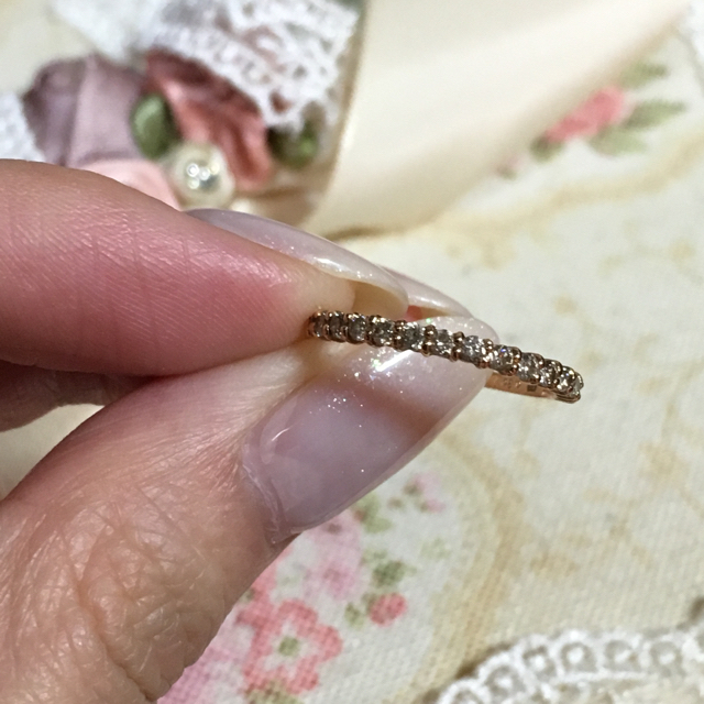 美品 k18 ピンクゴールド ダイヤモンドリング ハーフエタニティ レディースのアクセサリー(リング(指輪))の商品写真