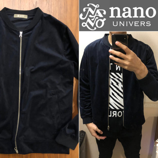 nano・universe(ナノユニバース)のnano universベロアブルゾンリブブルゾンネイビーメンズ送料込 メンズのジャケット/アウター(ブルゾン)の商品写真