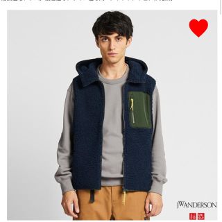 ユニクロ(UNIQLO)のユニクロ☆JWANDERSON☆防風ボアフリースベスト☆ネイビー☆Lサイズ☆新品(ベスト)