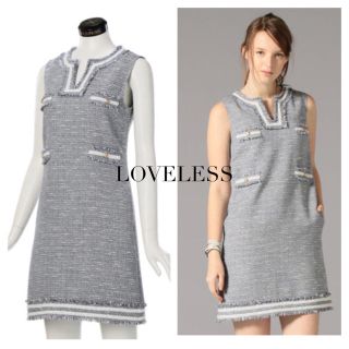 ラブレス(LOVELESS)の【LOVELESS】WOMENS ブルーツィードノースリーブワンピ(ミニワンピース)