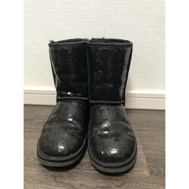 UGGアグムートンブーツスパンコールブラック23cmUS6used美品ショート