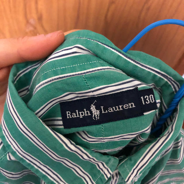 Ralph Lauren(ラルフローレン)のRalph Lauren グリーン ストライプシャツ子供服130 フォーマル キッズ/ベビー/マタニティのキッズ服男の子用(90cm~)(ブラウス)の商品写真