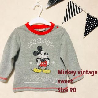 ディズニー(Disney)の【90】Disney ミッキー  ヴィンテージ風トレーナー　裏起毛　ディズニー(Tシャツ/カットソー)