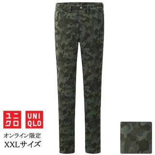 ユニクロ(UNIQLO)のオンライン限定XXL新品★高評価*美脚プリントレギンスパンツ迷彩柄グリーン(レギンス/スパッツ)