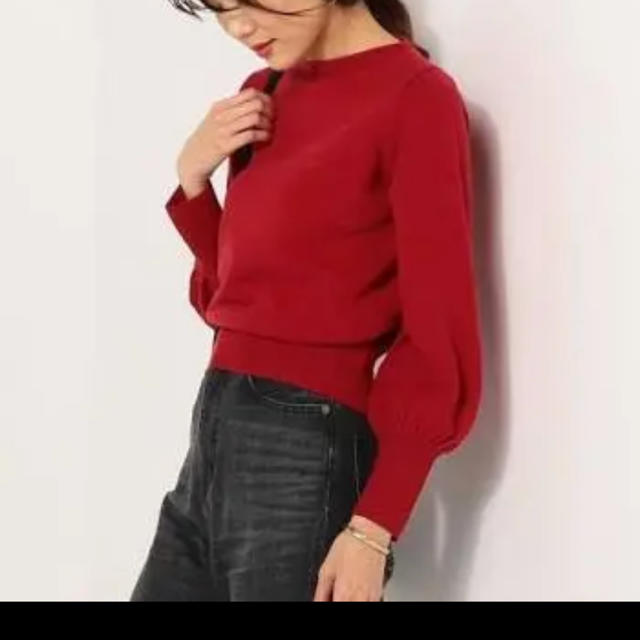 Jewel Changes(ジュエルチェンジズ)のぴいち様専用⭐️パフスリーブ袖 プルオーバー　赤 レディースのトップス(ニット/セーター)の商品写真