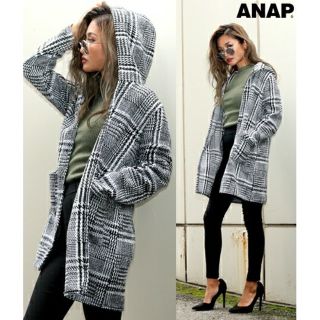 アナップ(ANAP)のアナップ 新品  チェック柄 フーディコート アウター(ロングコート)