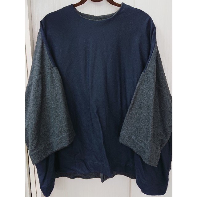 Dulcamara(ドゥルカマラ)のDulcamara フラノスクウェアスリーブPO NAVY/GRAY メンズのトップス(Tシャツ/カットソー(七分/長袖))の商品写真