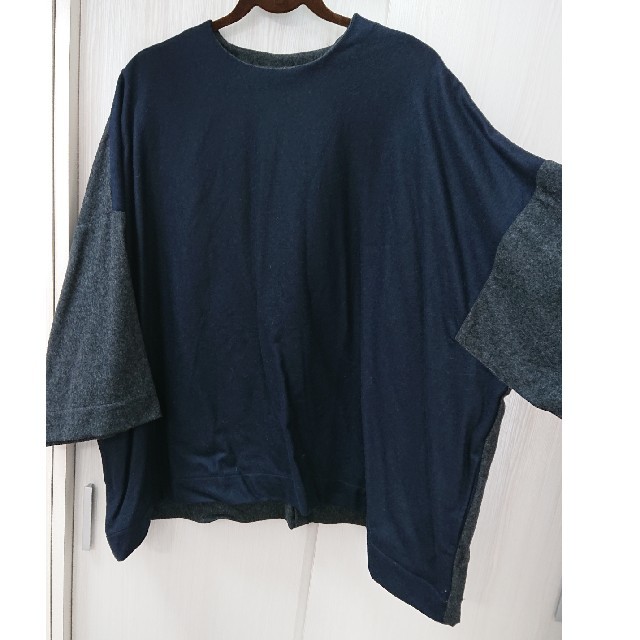 Dulcamara(ドゥルカマラ)のDulcamara フラノスクウェアスリーブPO NAVY/GRAY メンズのトップス(Tシャツ/カットソー(七分/長袖))の商品写真