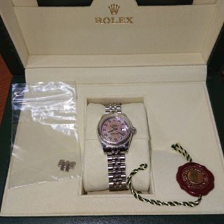 ロレックス(ROLEX)のロレックス デイトジャスト ピンクシェル 10p ダイヤ 26mm(腕時計)