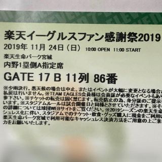 トウホクラクテンゴールデンイーグルス(東北楽天ゴールデンイーグルス)の楽天イーグルスファン感謝祭2019年(野球)