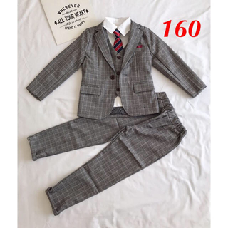 160cm 男の子 フォーマル スーツ 5手セット 新品 【115】(ドレス/フォーマル)