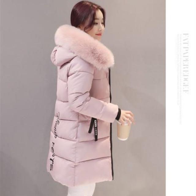 フード付きロングコート_ピンク レディースのジャケット/アウター(ロングコート)の商品写真