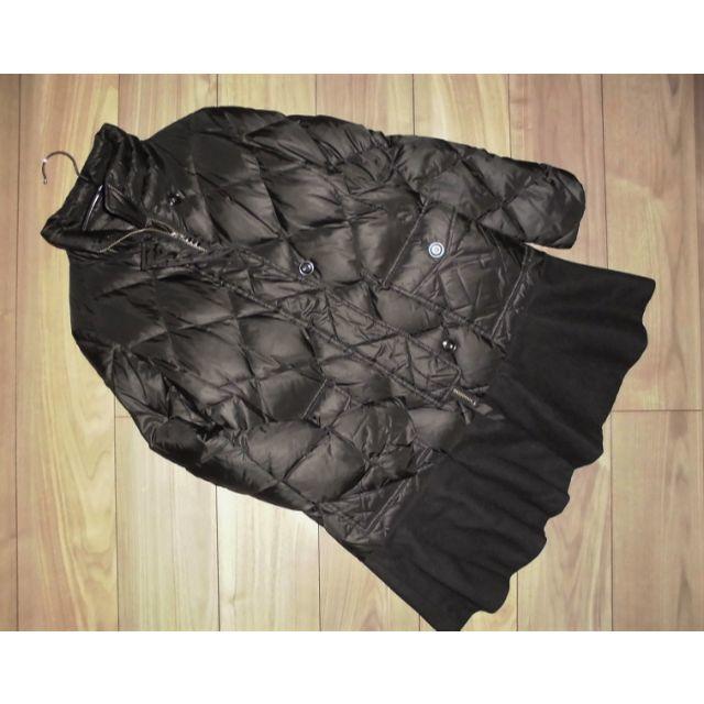 dinos(ディノス)の美品ディノスRULe裾フレアペプラム軽量ダウンコートL黒ブグラン風 レディースのジャケット/アウター(ダウンコート)の商品写真