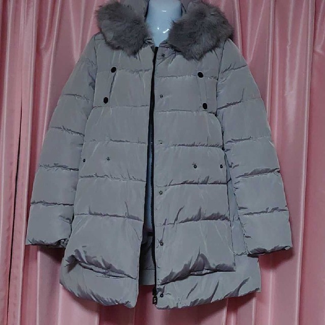 フード付き ダウンハーフコート レディースのジャケット/アウター(ダウンコート)の商品写真