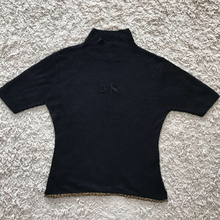 クリツィア(KRIZIA)のKRIZIA  アンゴラ調半袖セーター　黒(ニット/セーター)