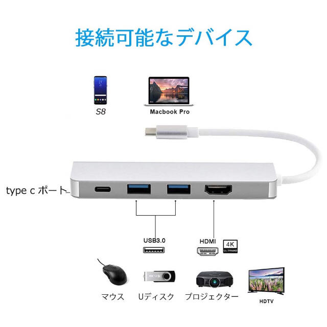 USB C ハブ ibosi cheng ドッキングステーション 4K ハブ スマホ/家電/カメラのPC/タブレット(PC周辺機器)の商品写真