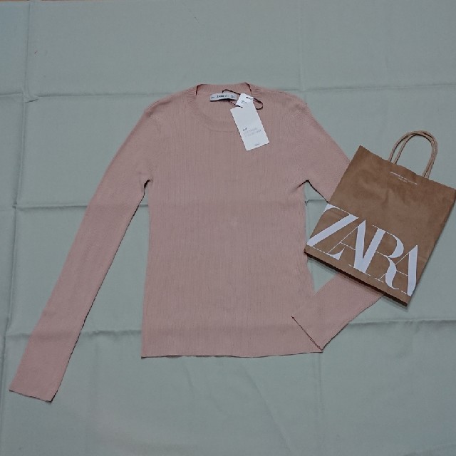ZARA(ザラ)の新品ZARAザラ長袖リブニットくすみピンクML レディースのトップス(ニット/セーター)の商品写真