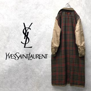 サンローラン(Saint Laurent)の【VINTAGE】超希少 YSL check lining long coat(ロングコート)