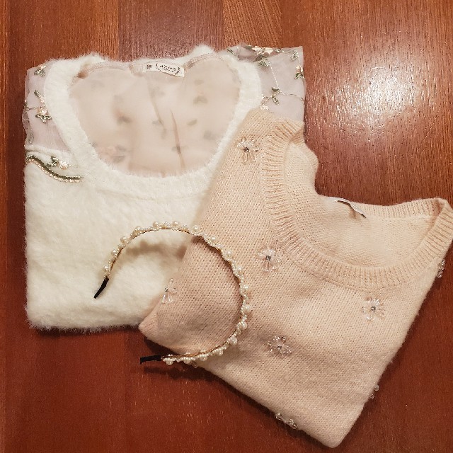PROPORTION BODY DRESSING(プロポーションボディドレッシング)のピンク&ホワイトセーター2枚セット レディースのトップス(ニット/セーター)の商品写真