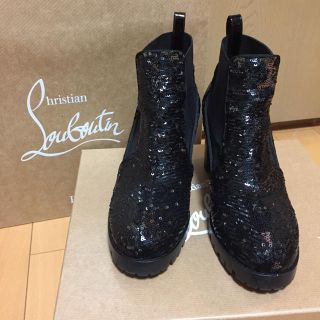 クリスチャンルブタン(Christian Louboutin)のクリスチャンルブタン★スパンコール ブラック ショートブーツ 37ハーフ(ブーツ)