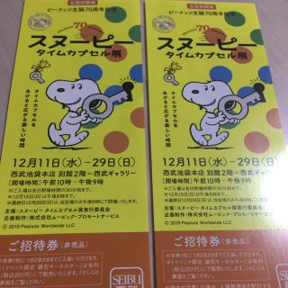 スヌーピー(SNOOPY)のスヌーピー　タイムカプセル展　無料チケット　2枚(その他)