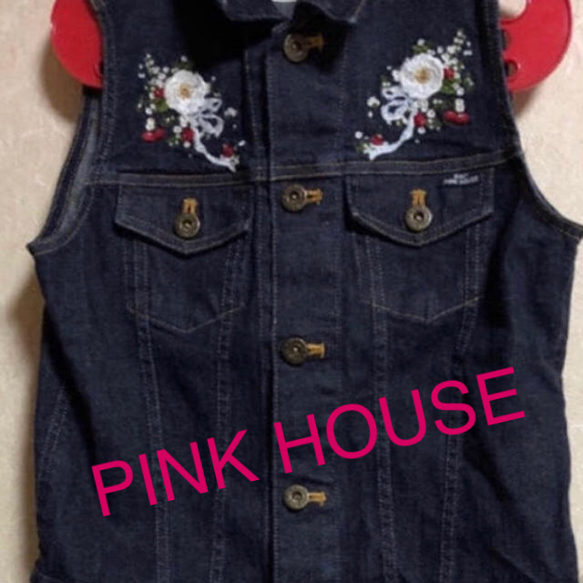 pink house ピンクハウス デニムジャケット ジップアップ デカロゴ Ｆ+