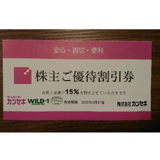 スノーピーク(Snow Peak)のwild-1 カンセキ 15%off 優待券 2枚(ショッピング)