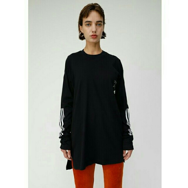 moussy(マウジー)のM ID長袖Tシャツ◆adidas 黒 レディースのトップス(Tシャツ(長袖/七分))の商品写真