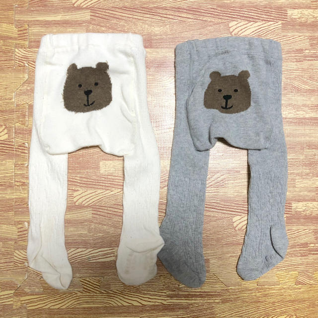 babyGAP(ベビーギャップ)のbabyGAP くまさんタイツ ホワイト・グレーセット キッズ/ベビー/マタニティのこども用ファッション小物(靴下/タイツ)の商品写真