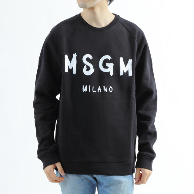 MSGM メンズ トレーナー ペイントロゴ MM104 Mサイズ BLACKスウェット