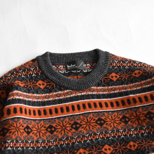 19AW kolor PATCHWORK FAIR ISLE SWEATE