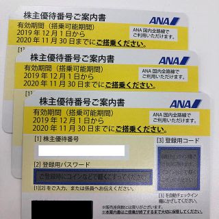 エーエヌエー(ゼンニッポンクウユ)(ANA(全日本空輸))の【送料無料】ANA株主優待券　3枚(その他)