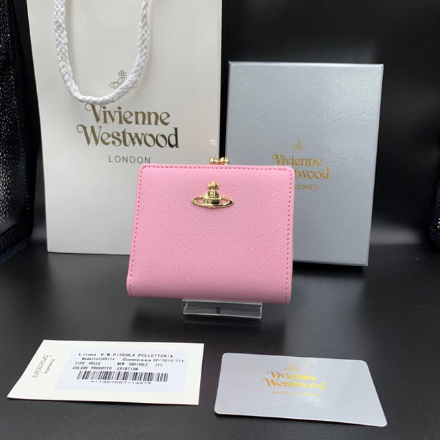 Vivienne Westwood 二つ折り財布 ピンク レザー がま口