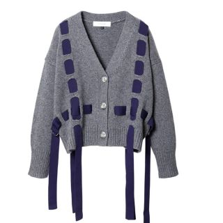 ルシェルブルー Laceup Cable Knit Cardigan グレー