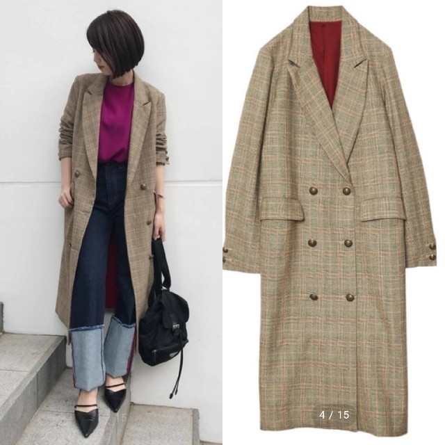 AMERI VINTAGE 《STUDIOUS別注》グレンチェックダブルコート