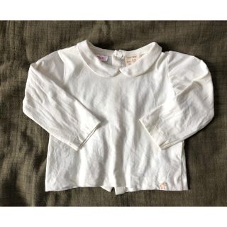 ザラキッズ(ZARA KIDS)の美品 襟付きトップス ZARA baby 9-12m 長袖 コットン 80cm(シャツ/カットソー)