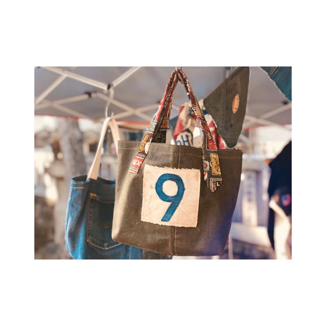 【SALE】デニムと帆布のミニトート ハンドメイドのファッション小物(バッグ)の商品写真