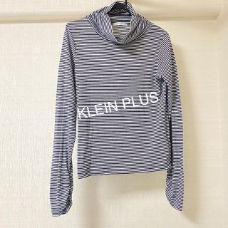 クランプリュス(KLEIN PLUS)のKLEIN PLUS タートルネック ボーダー 袖口シャーリング ☆ワンコイン☆(カットソー(長袖/七分))