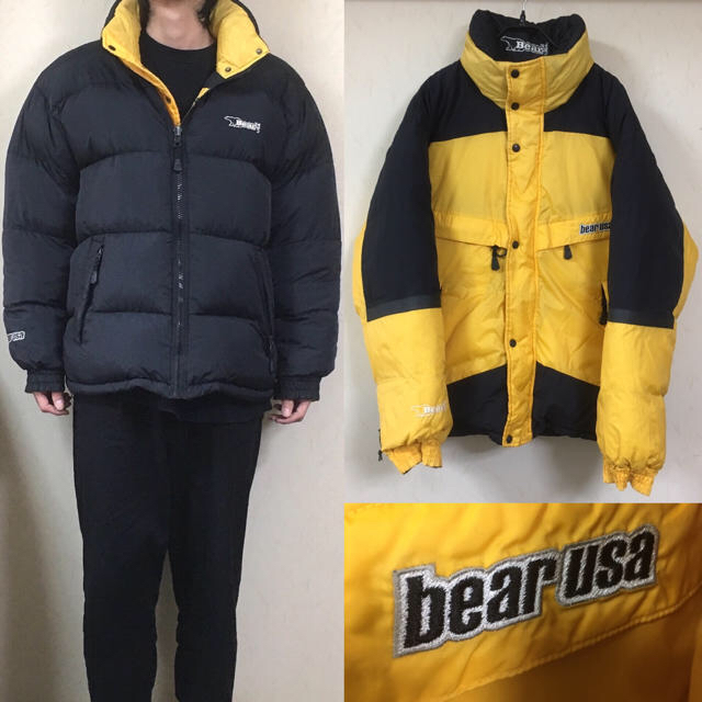 Bear USA / ベアー リバーシブル ダウンジャケット 黄 × 黒