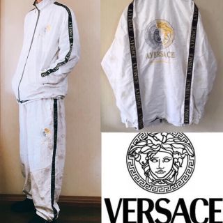 VERSACE ヴェルサーチ ベルサーチ ナイロンセットアップ ジャージ 白-