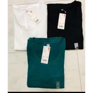 ユニクロ(UNIQLO)の専用☆UNIQLOリブUネックT(5分袖)サイズS(Tシャツ(半袖/袖なし))