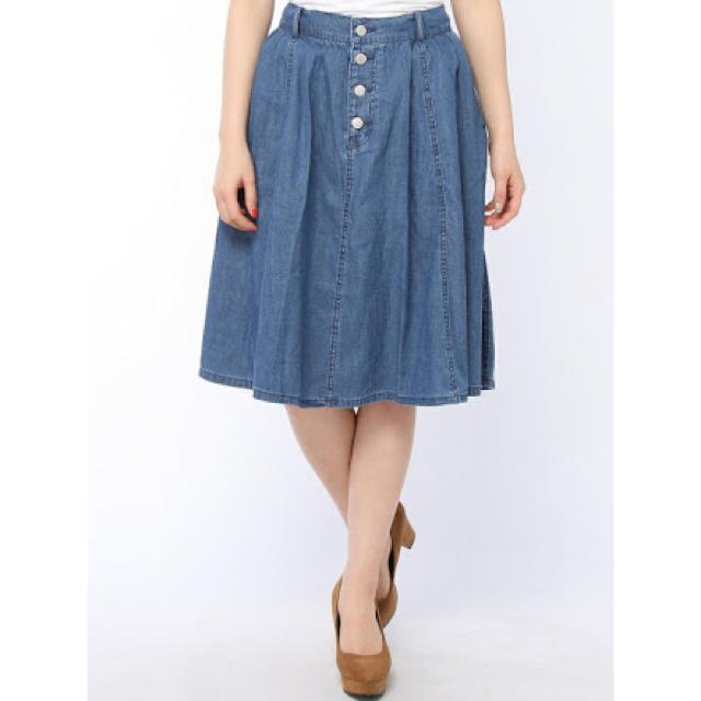WEGO(ウィゴー)のデニムミドルスカート レディースのスカート(ひざ丈スカート)の商品写真